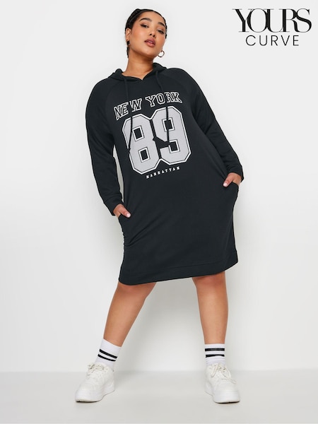 Yours Curve Black Hoodie Dress (E82993) | £31