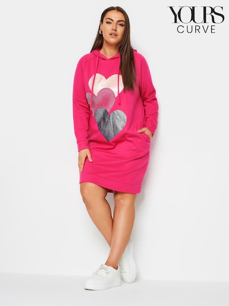 Yours Curve Pink Hoodie Dress (E83014) | £31
