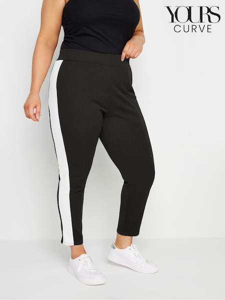 Yours Curve Black Side Stripe Tapered Trousers (E83060) | £27