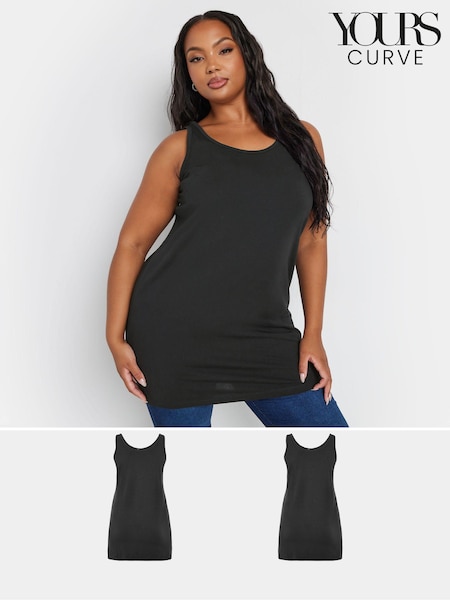 Yours Curve Black Longline Vests 2 Pack (E83065) | £25