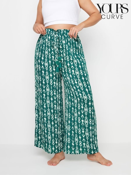 Yours Curve Green Tassel Beach Trousers (E83068) | £24