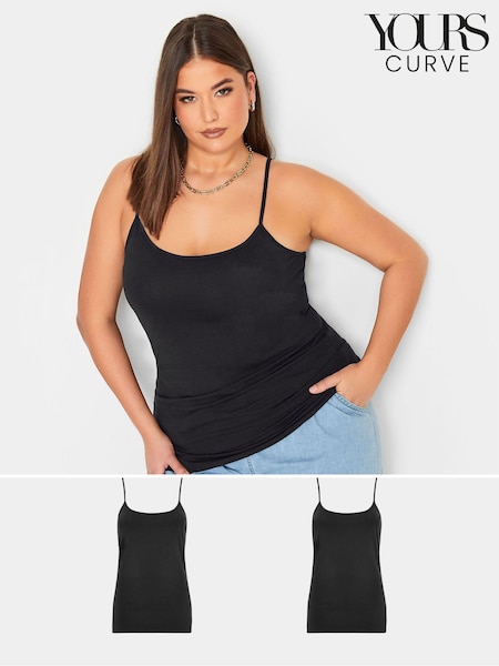 Yours Curve Black Cami Vests 2 Pack (E83072) | £21