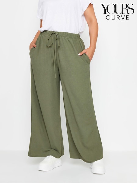 Yours Curve Green Washed Twill Trousers (E83076) | £29