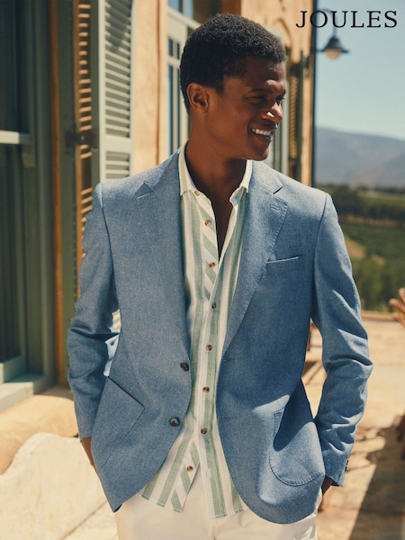 Joules Chambray Blue Slim Fit Suit Jacket (E83146) | £149