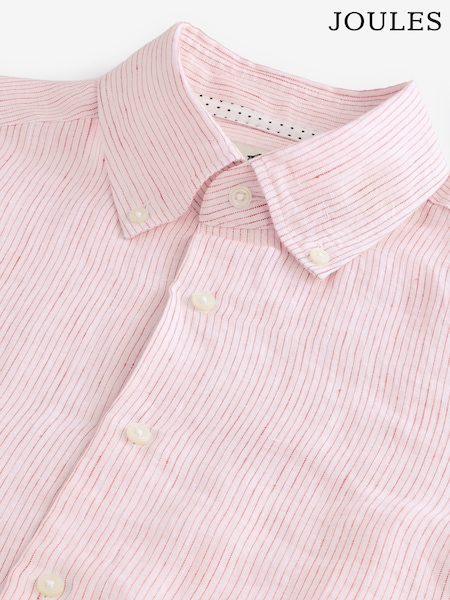 Joules Pink Stripe Long Sleeve 100% Linen Shirt (E83169) | £69