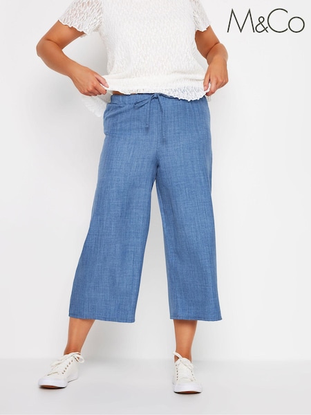 M&Co Blue Petite Linen Look Culottes (E83196) | £30