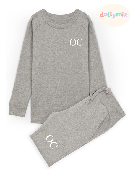 Dollymix Grey Personalised Lounge 100% Cotton Set (E83240) | £22