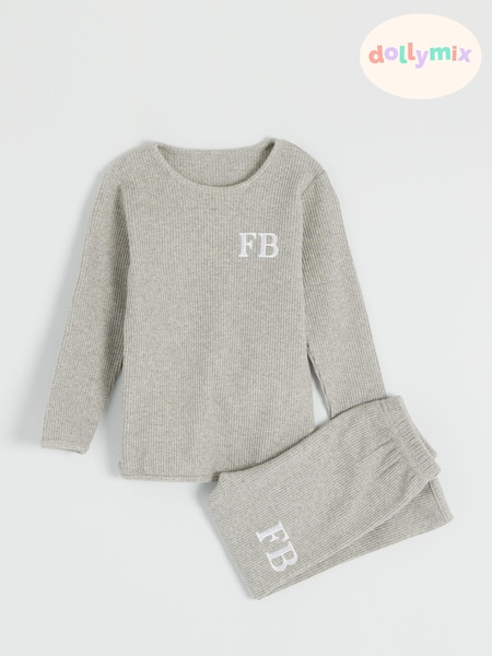 Dollymix Kids Personalised Ribbed Loungewear Set (E83253) | £30