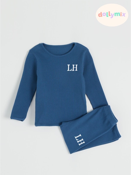 Dollymix Kids Personalised Ribbed Loungewear Set (E83254) | £30