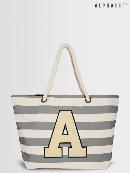 Personalised Large Letter Monogrammed Beach 100% Cotton Bag by Alphabet (E83323) | £23