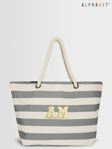 Personalised Small Letter Monogrammed Beach Bag by Alphabet (E83329) | £23