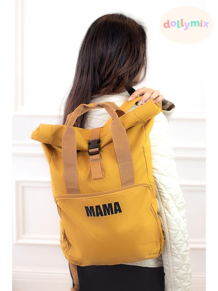 Dollymix Personalised Roll Top Brown Backpack (E83333) | £29