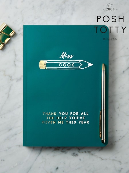 Posh Totty Designs Blue Personalised Gold Foil Teacher Notebook (E83624) | £15