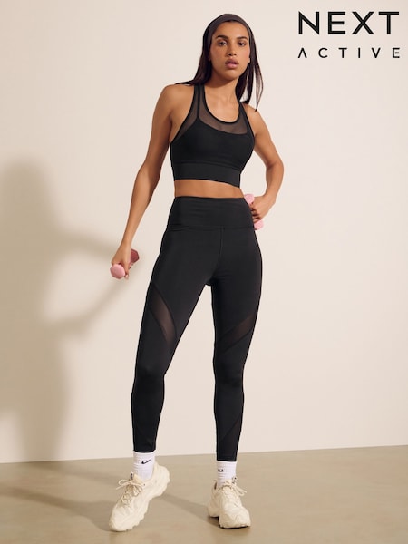Black Mesh Power Active Sports Leggings (E83680) | £26