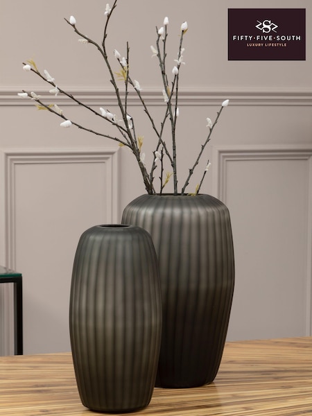 Fifty Five South Grey Hessa Glass Vase (E83717) | £95 - £165