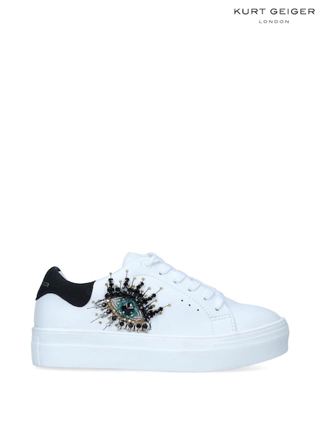 Kurt Geiger London Mini Laney Eye White Trainers (E83726) | £69