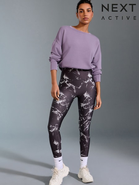 Black/White Power Active Sports Leggings (E83974) | £24