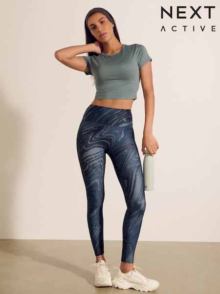 Teal Swirl Print Balance Sports Yoga Leggings (E83980) | £24