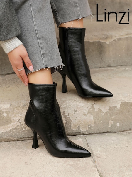 Linzi Black Jetta Point Toe Ankle Boots With Stiletto Heel (E84007) | £45