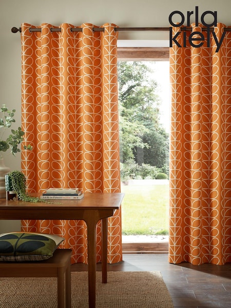Orla Kiely Burnt Orange Linear Stem Eyelet Curtains (E84092) | £55 - £115