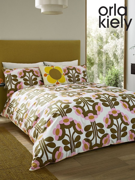 Orla Kiely Blossom Buttercup Duvet Cover and Pillowcase 100% Cotton Set (E84097) | £60 - £100