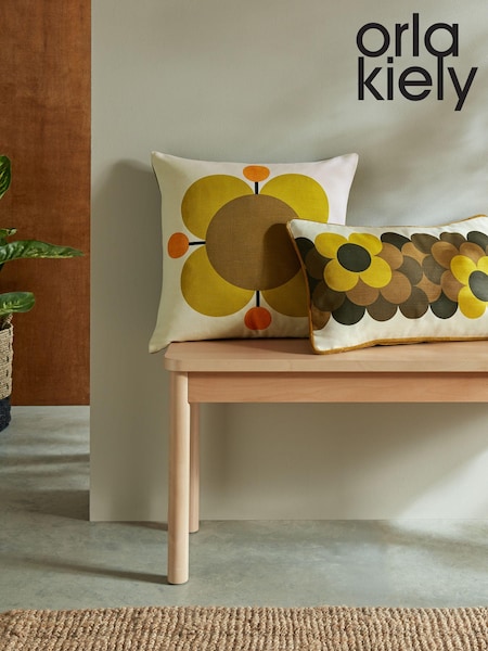 Orla Kiely Yellow Atomic Flower 100% Cotton Cushion (E84147) | £40