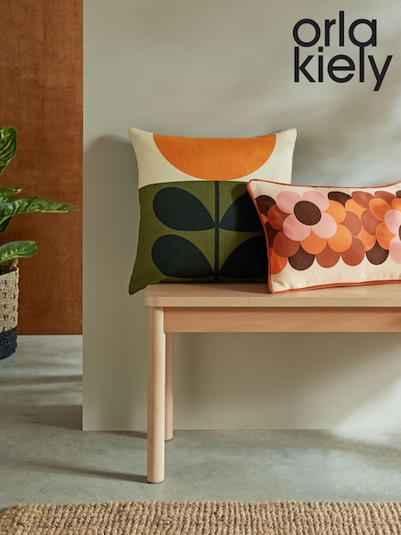 Orla Kiely Orange Sunflower 100% Cotton Cushion (E84148) | £40