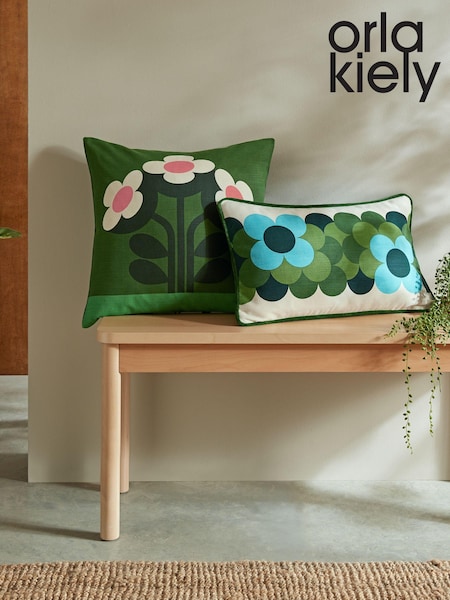 Orla Kiely Pine Green Buttercup 100% Cotton Cushion (E84154) | £40