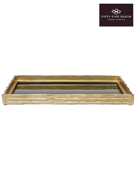 Fifty Five South Gold Hiba Bamboo Effect Mirrored Tray (E84186) | £180