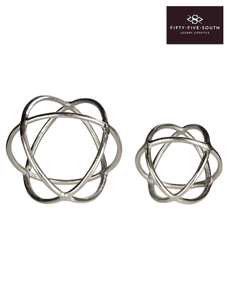 Fifty Five South Set of 2 Silver Textured Ornaments Sculptures (E84187) | £65