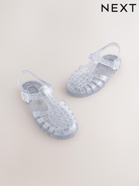 Silver Glitter Jelly Sandals (E84244) | £11 - £14