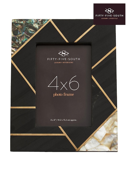 Fifty Five South Black and Gold Oriana Slate Frame with Mother of Pearl Inlays (E84262) | £40 - £50