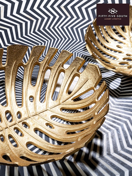 Fifty Five South Gold Prato Monstera Leaf Dish (E84309) | £45 - £85