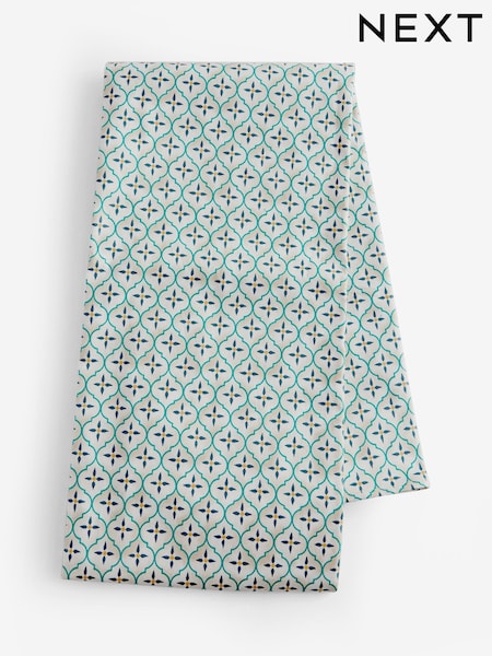 Teal Blue Mediterranean Tile Wipe Clean Tablecloth (E84424) | £24 - £32