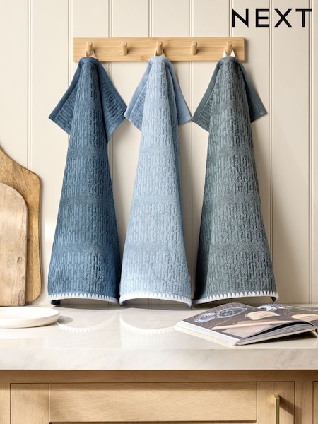Set of 3 Blue Set of 3 Tea Towels (E84458) | £14
