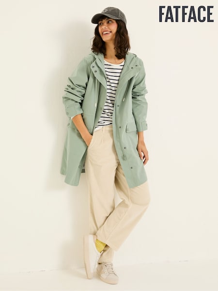FatFace Lola Light Green Lola Waterproof Long Coat (E84467) | £110