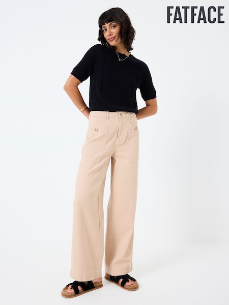 FatFace Eden Pale Pink Wide Leg Trousers (E84509) | £59