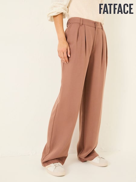 FatFace Ginger Terracotta Wide Leg Drape Trousers (E84517) | £40