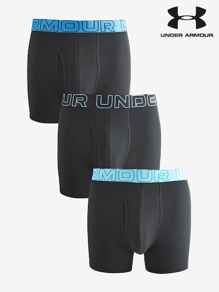 Under Armour Black/Teal 100% Cotton Performance Tech 6in Boxers 3 Pack (E84530) | £34