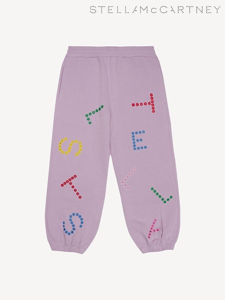 Stella McCartney Kids Purple Logo All-Over Print Cuffed Joggers (E84742) | £108