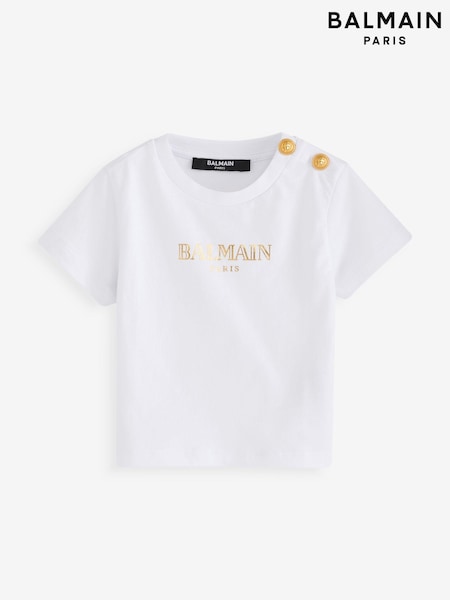 Balmain Kids Baby Logo Short Sleeve T-Shirt (E84771) | £58