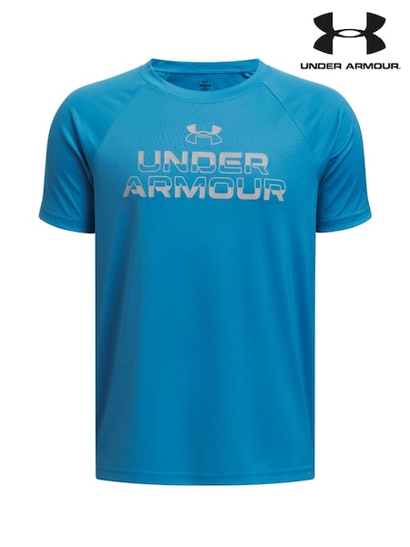 Under Armour Blue Tech Split Wordmark Short Sleeve 100% Cotton T-Shirt (E84851) | £22