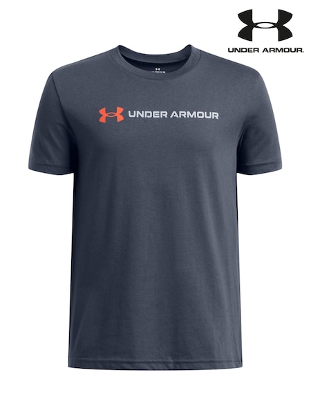 Under Armour Grey Wordmark Logo Short Sleeve 100% Cotton T-Shirt (E84865) | £22