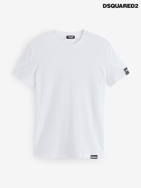 DSquared2 White Underwear Short Sleeve Stretch Cotton Rich Jersey Badge Logo T-Shirt (E84894) | £117