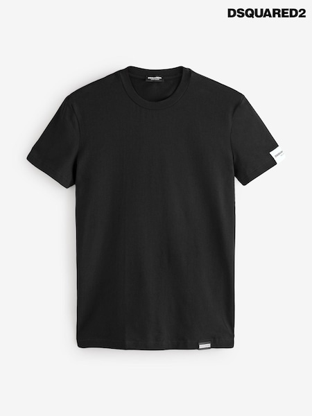 DSquared2 Black Chrome Underwear Short Sleeve Stretch Cotton Rich Jersey Badge Logo T-Shirt (E84895) | £117