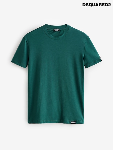 DSquared2 Green Underwear Short Sleeve Stretch Cotton Rich Jersey Badge Logo T-Shirt (E84896) | £117