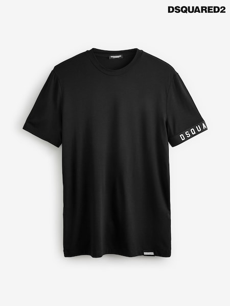 DSquared2 Black Underwear Short Sleeve Stretch Cotton Jersey Band Logo T-Shirt (E84898) | £123