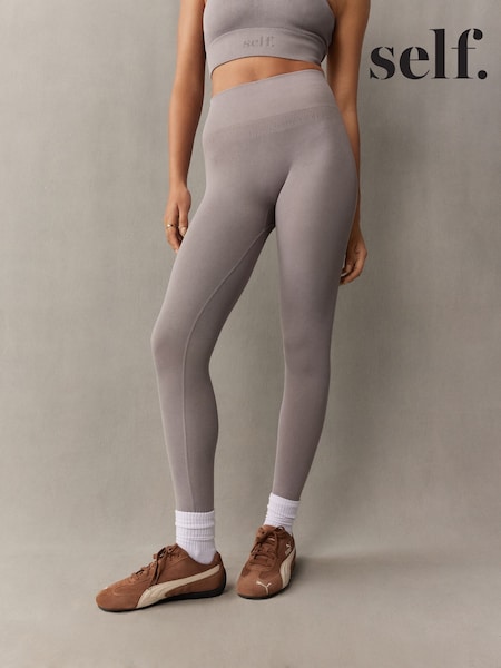 self. Grey Seamless Bum Scrunch Leggings (E84925) | £26