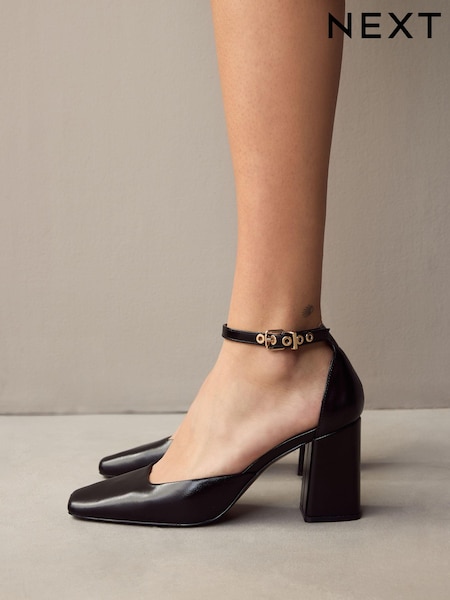 Black Standard Fit Forever Comfort® Square Toe Block Heels (E85150) | £36