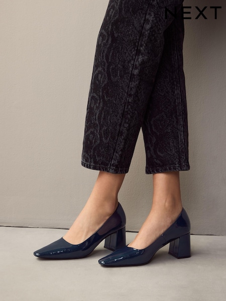 Navy Standard/Wide Fit Forever Comfort® Standard/Wide Fit Chisel Toe Block Courts (E85152) | £32